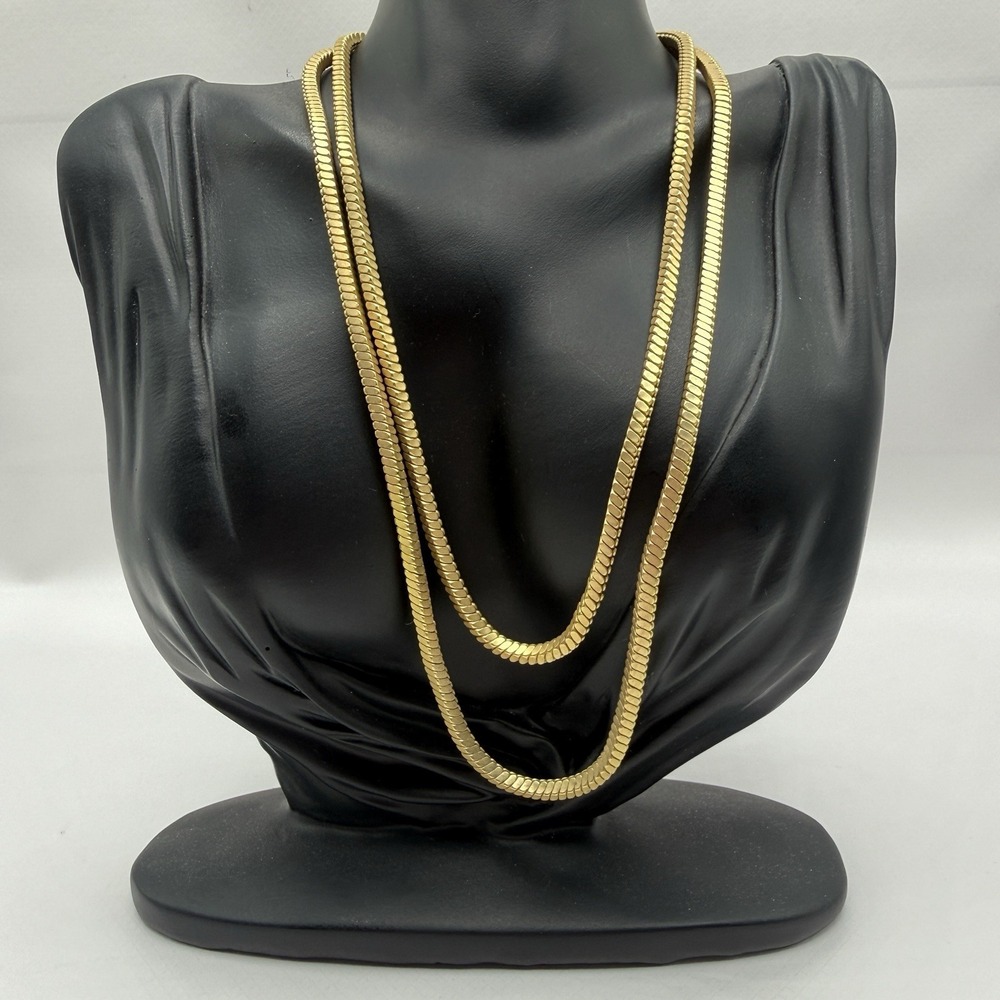 Vintage Signed Express Elegant Gold Tone Double Strand Slinky Chain Necklace‎